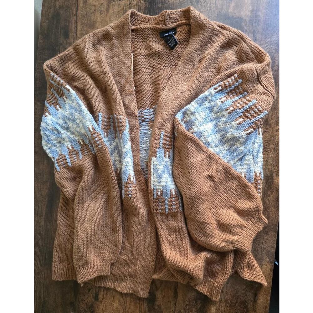 Rue21 Brown Southwestern Knit Cardigan – Cozy Open Front Boho Sweater